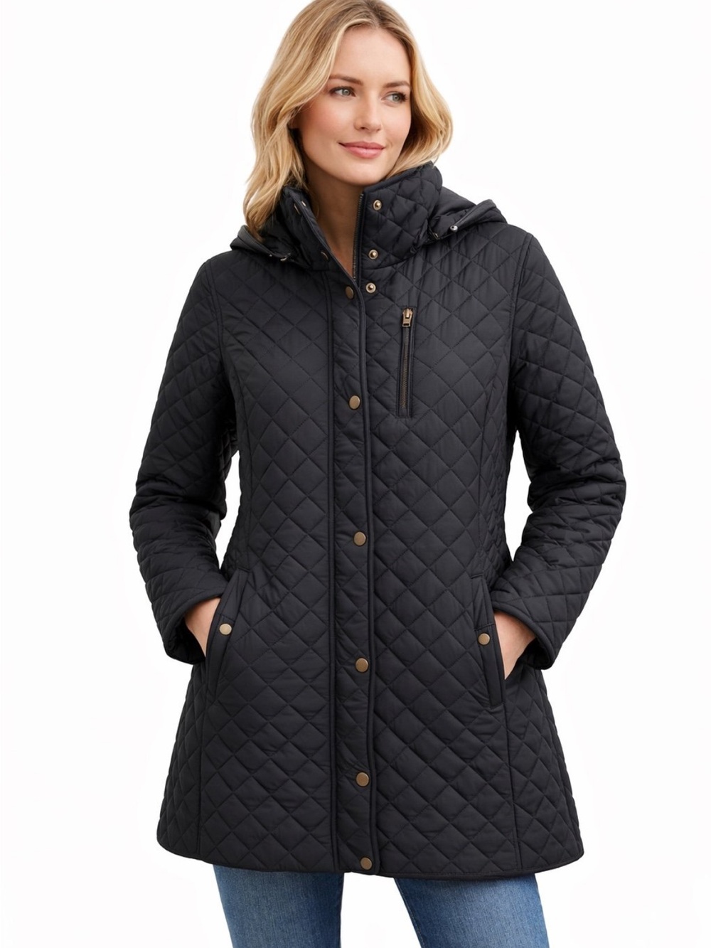 Lauren Ralph Lauren Black Quilted Hooded Coat
